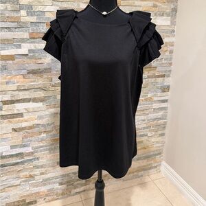 Chic Black Ruffle Sleeve Blouse